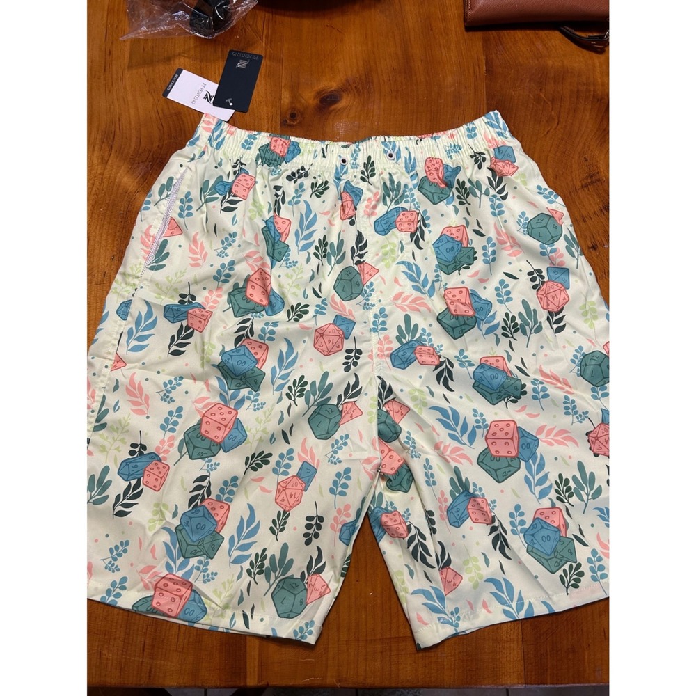 FT FENTENG Mens Retro Style Swim  Trunks Cream. Size Large. NWT